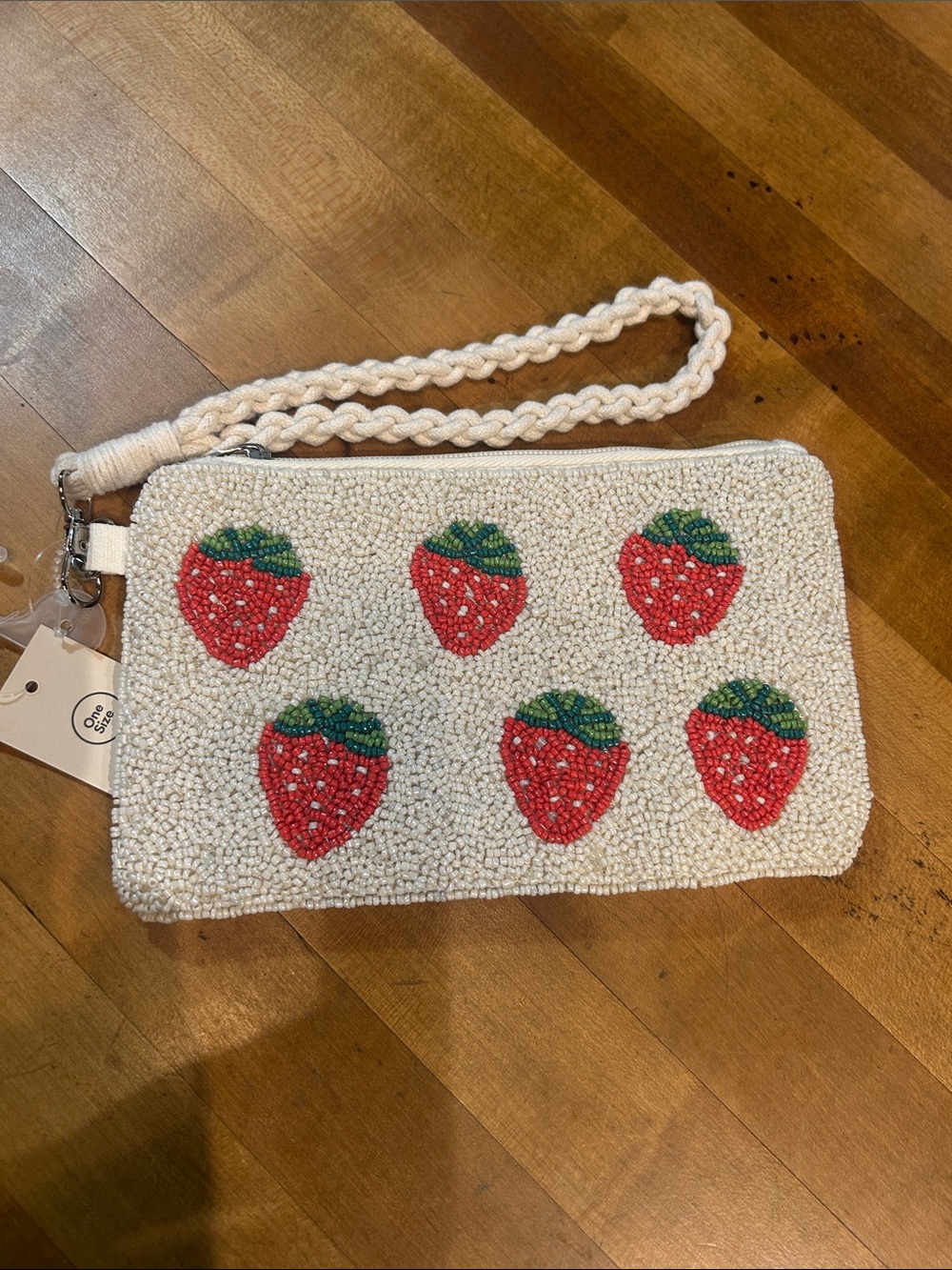 Strawberry Beaded Wristlet Clutch - Off-white